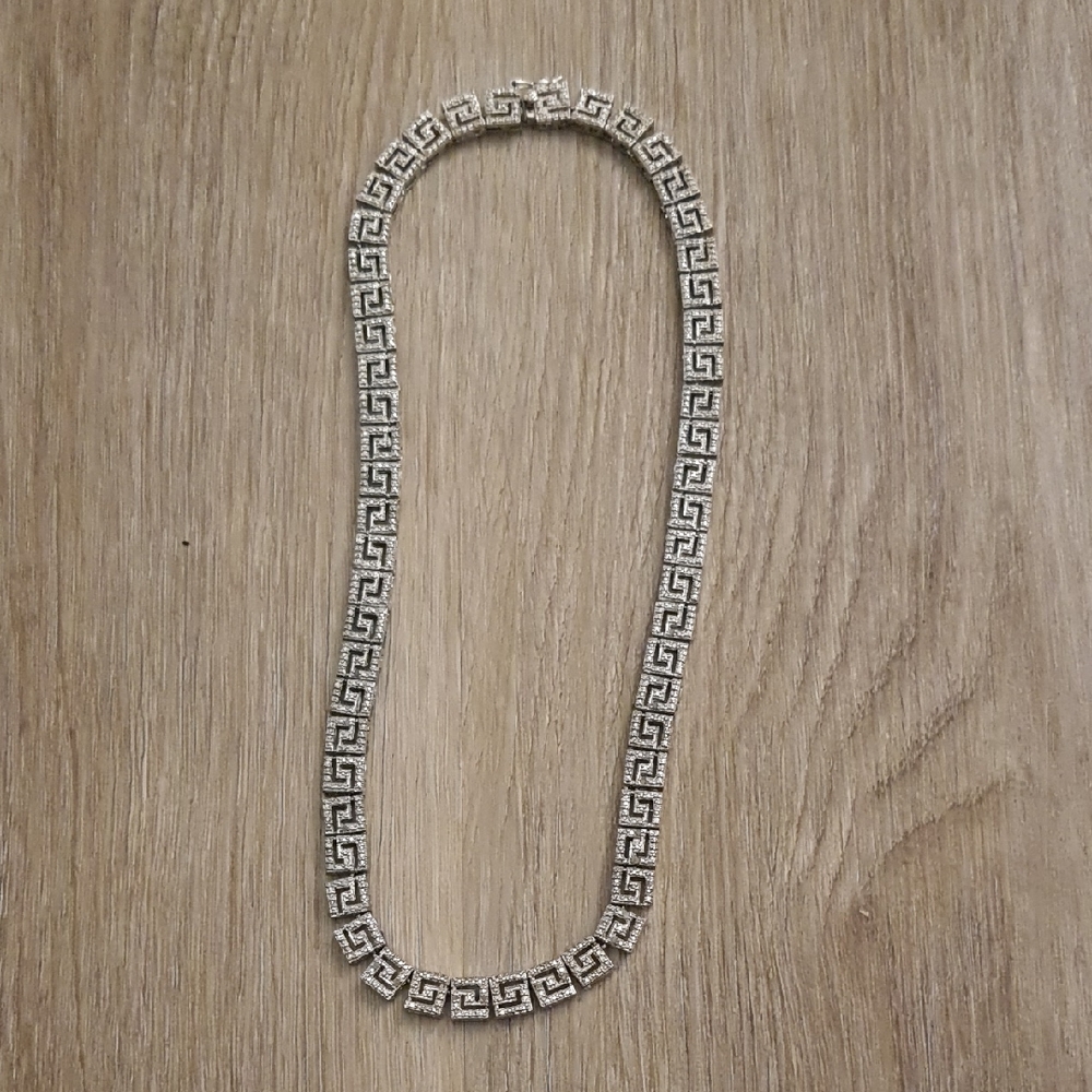 Elegant Silver Greek Key Necklace